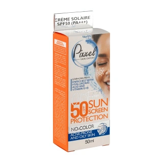 کرم ضد افتاب spf 50 مناسب پوستهای چرب و جوش دار بدون رنگ پیکسل 50میل