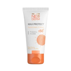 کرم ضد افتاب بدون رنگ مکس پروتکت spf50 پوست خشک و معمولی 50میل